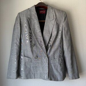 Vintage 90s Sasson Gray Plaid Double Breasted Blazer